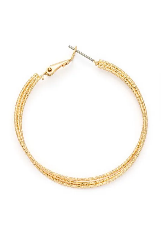 Edged Textured Twist Hoop Earrings