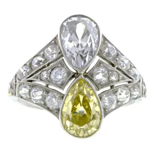 Edwardian Double Pear Diamond Ring