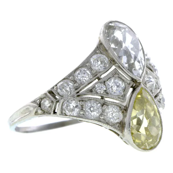 Edwardian Double Pear Diamond Ring