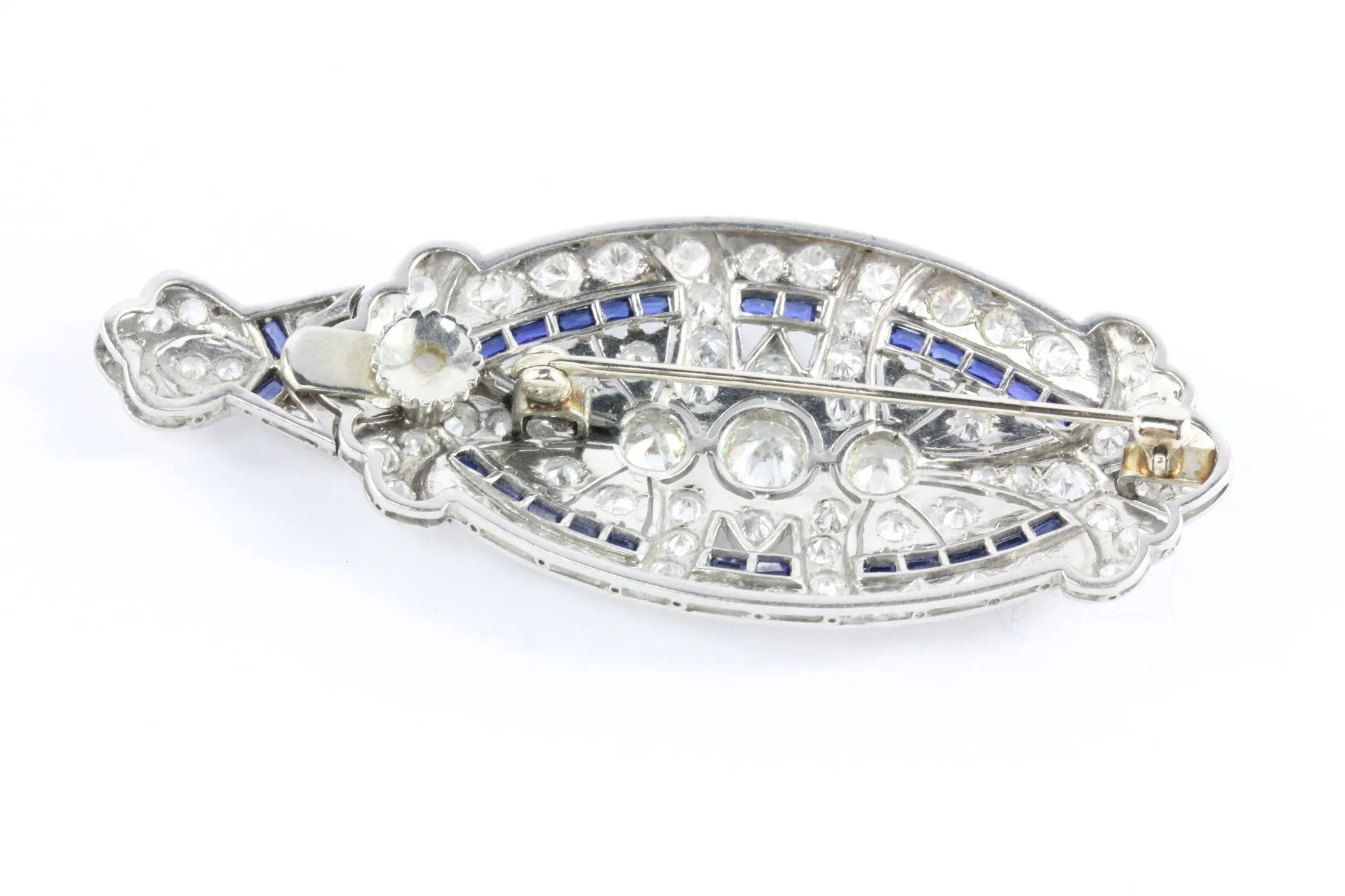 Edwardian Platinum Diamond Sapphire Convertible Brooch Pendant