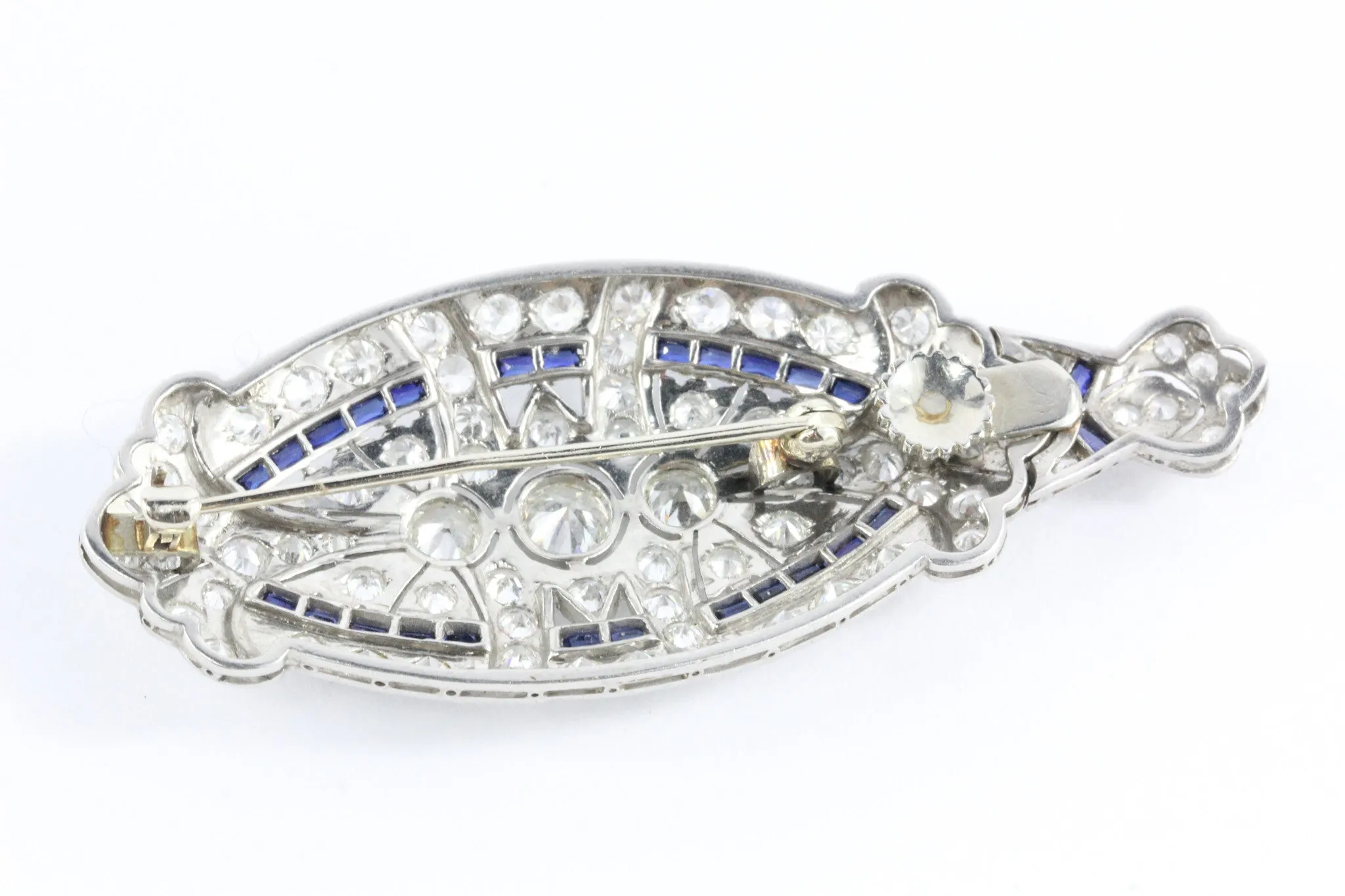 Edwardian Platinum Diamond Sapphire Convertible Brooch Pendant