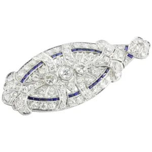 Edwardian Platinum Diamond Sapphire Convertible Brooch Pendant