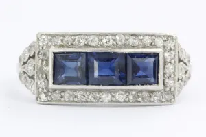 Edwardian Platinum Sapphire & Single Cut Diamond Ring C.1910