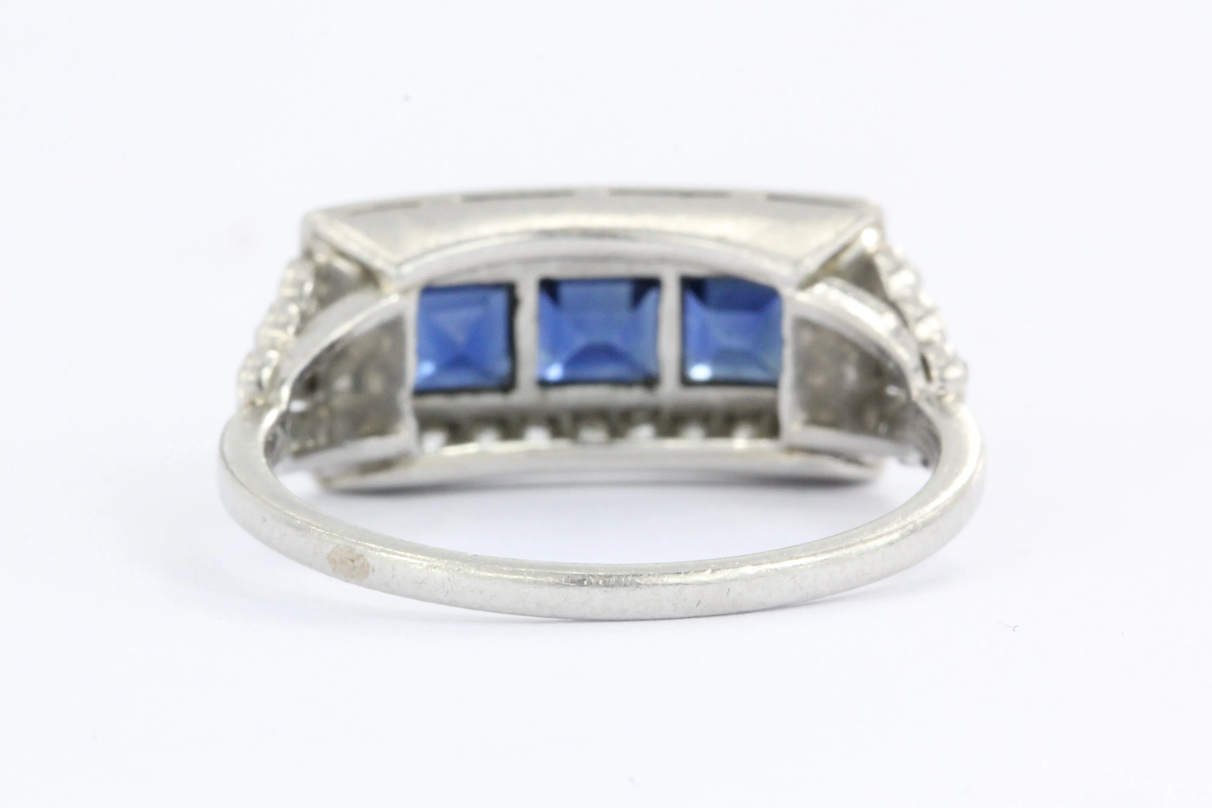 Edwardian Platinum Sapphire & Single Cut Diamond Ring C.1910