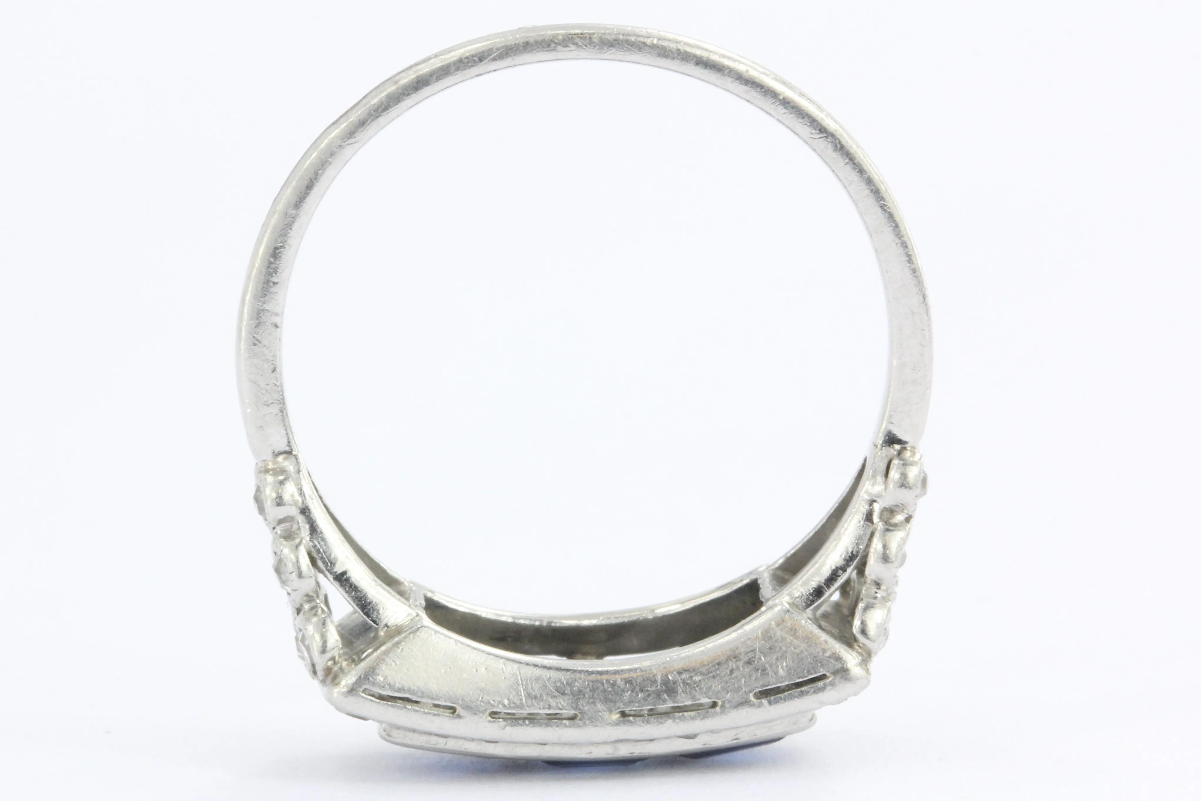 Edwardian Platinum Sapphire & Single Cut Diamond Ring C.1910