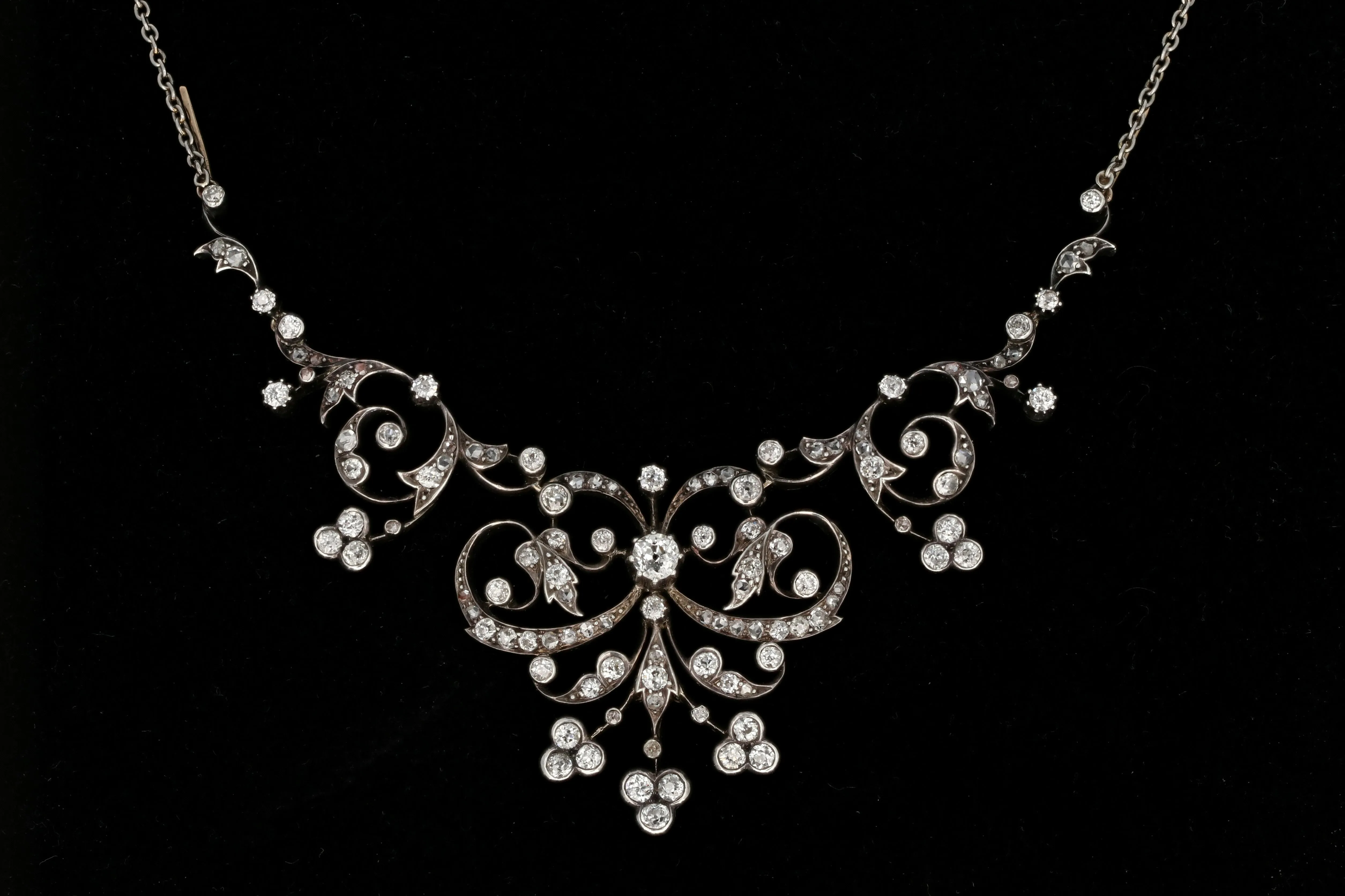 Edwardian Platinum Top 4 Carat Diamond Weight Total Convertible Necklace & Tiara