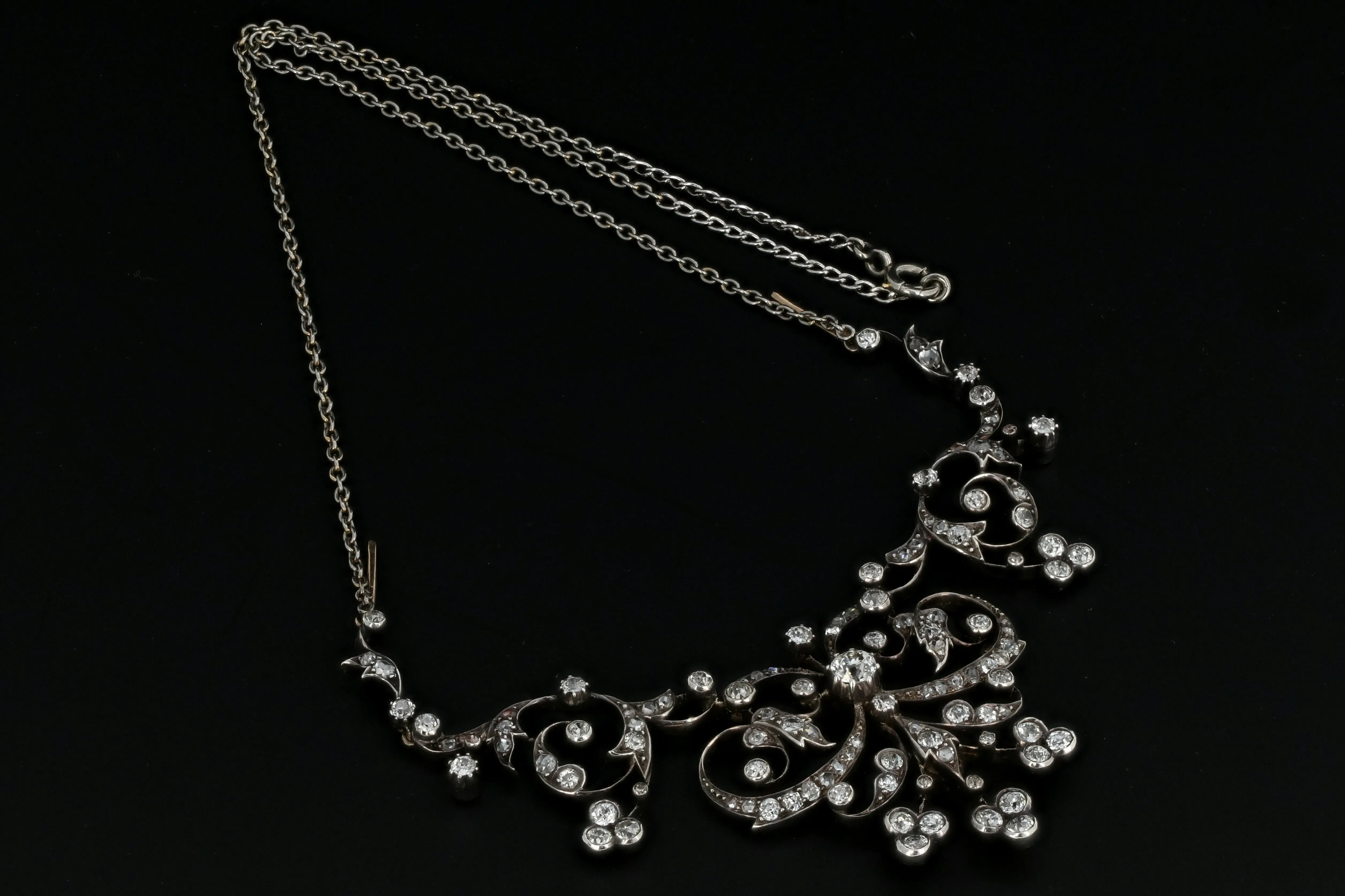 Edwardian Platinum Top 4 Carat Diamond Weight Total Convertible Necklace & Tiara