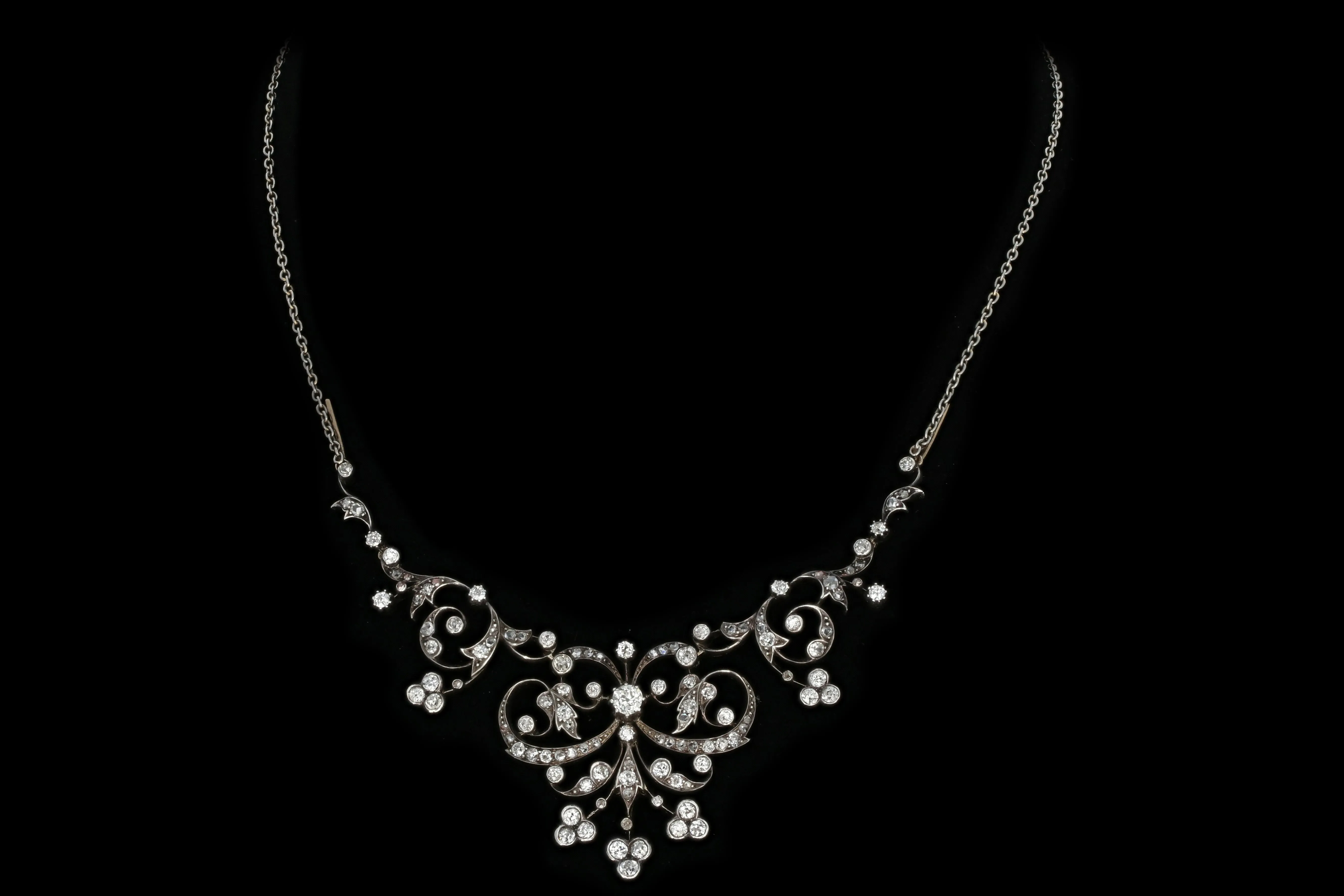 Edwardian Platinum Top 4 Carat Diamond Weight Total Convertible Necklace & Tiara