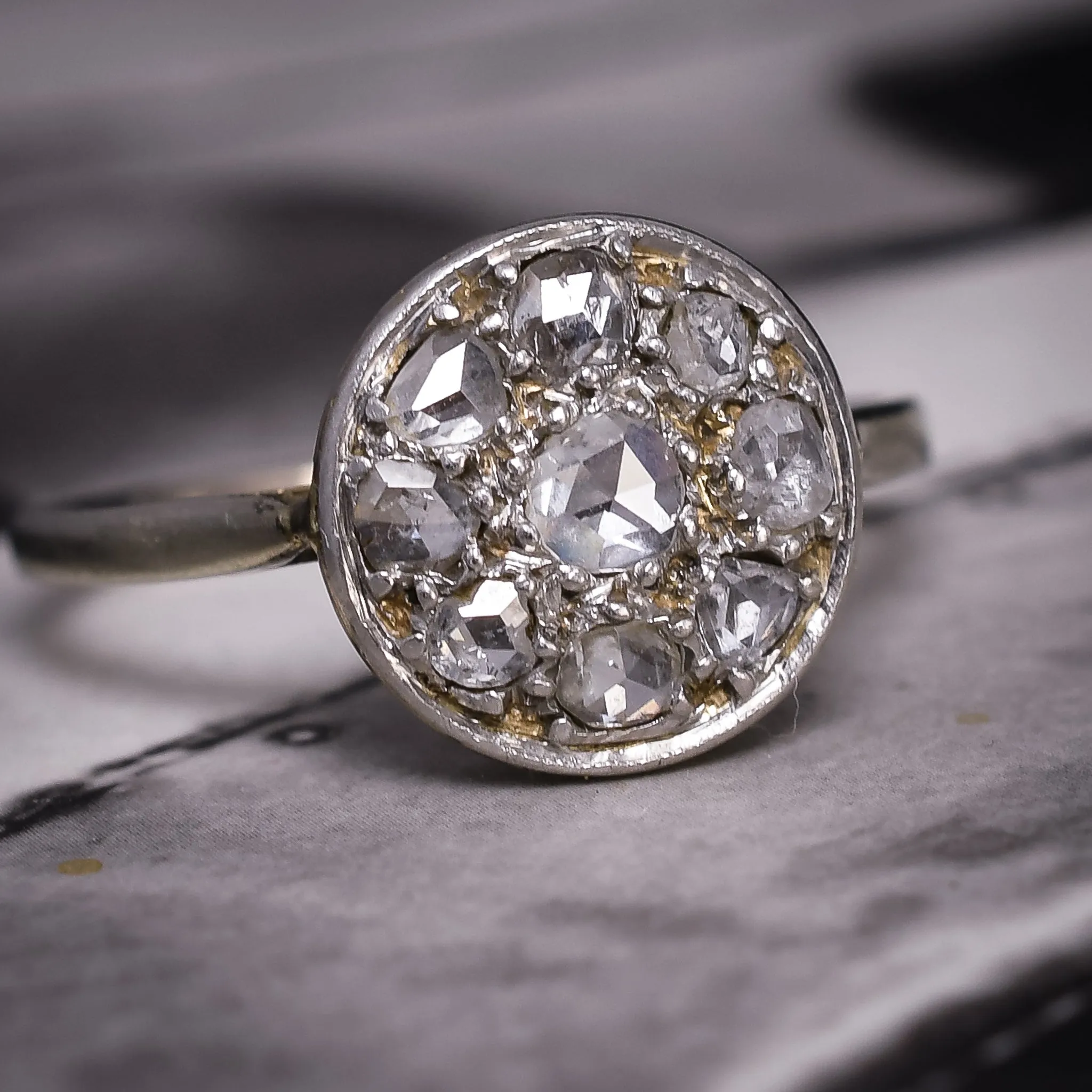 Edwardian Rose Diamond Round Cluster Ring