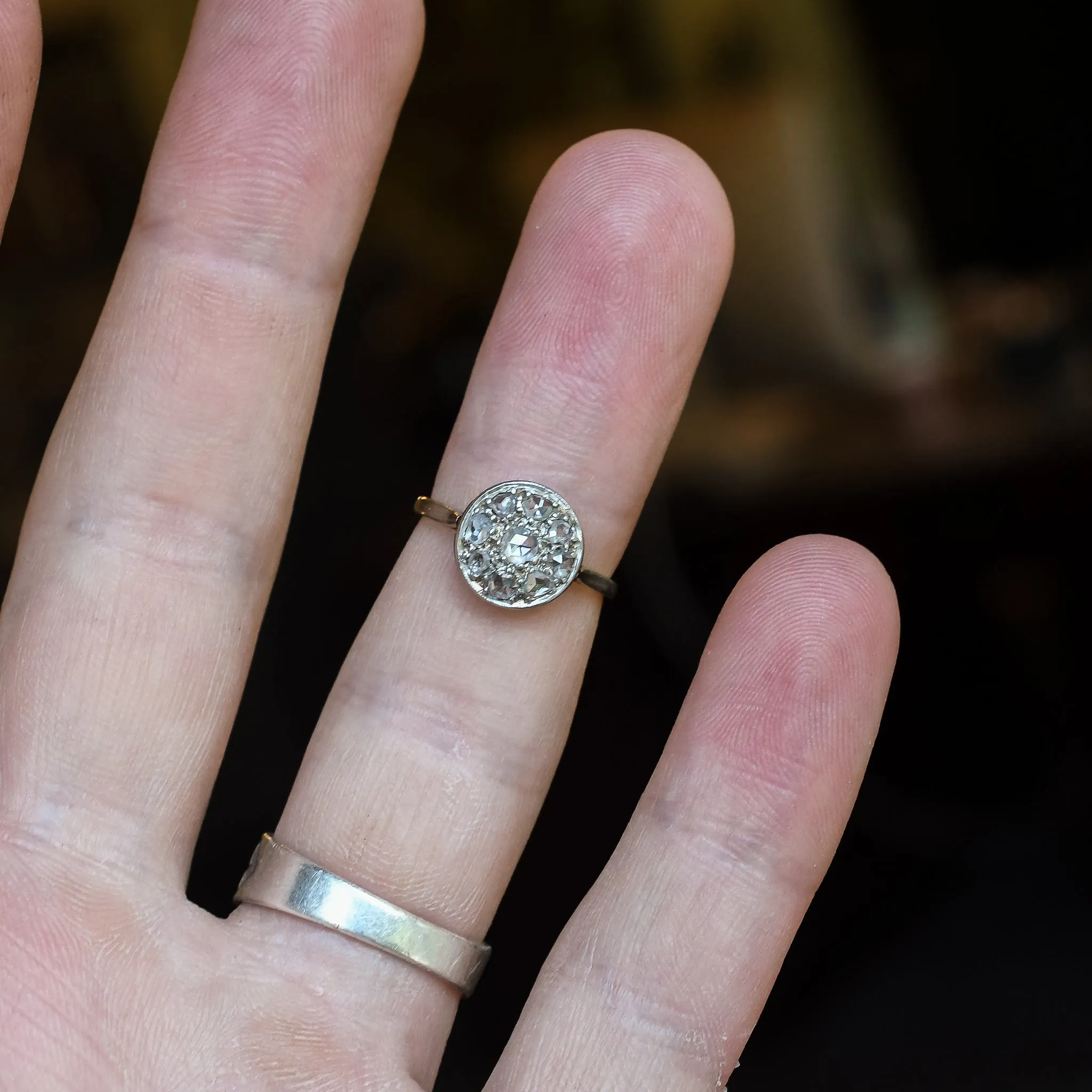 Edwardian Rose Diamond Round Cluster Ring