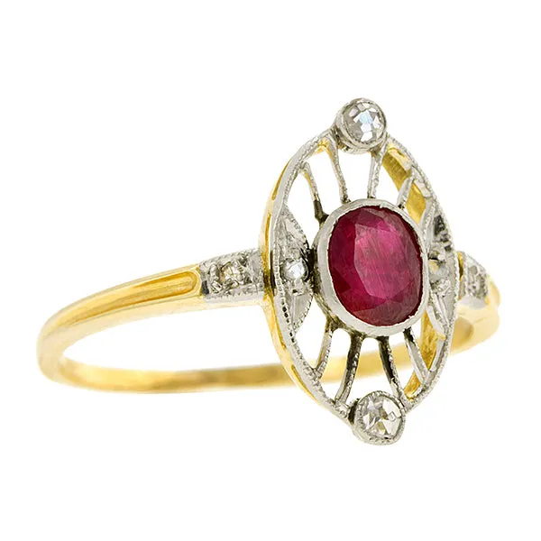 Edwardian Ruby & Diamond Ring