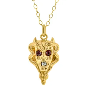 Edwardian Ruby & Diamond She-Devil Charm Pendant