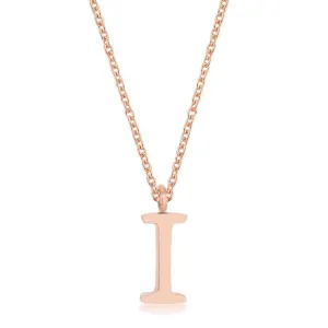 Elaina Rose Gold Stainless Steel I Initial Necklace