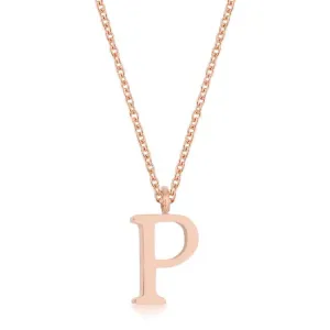 Elaina Rose Gold Stainless Steel P Initial Necklace
