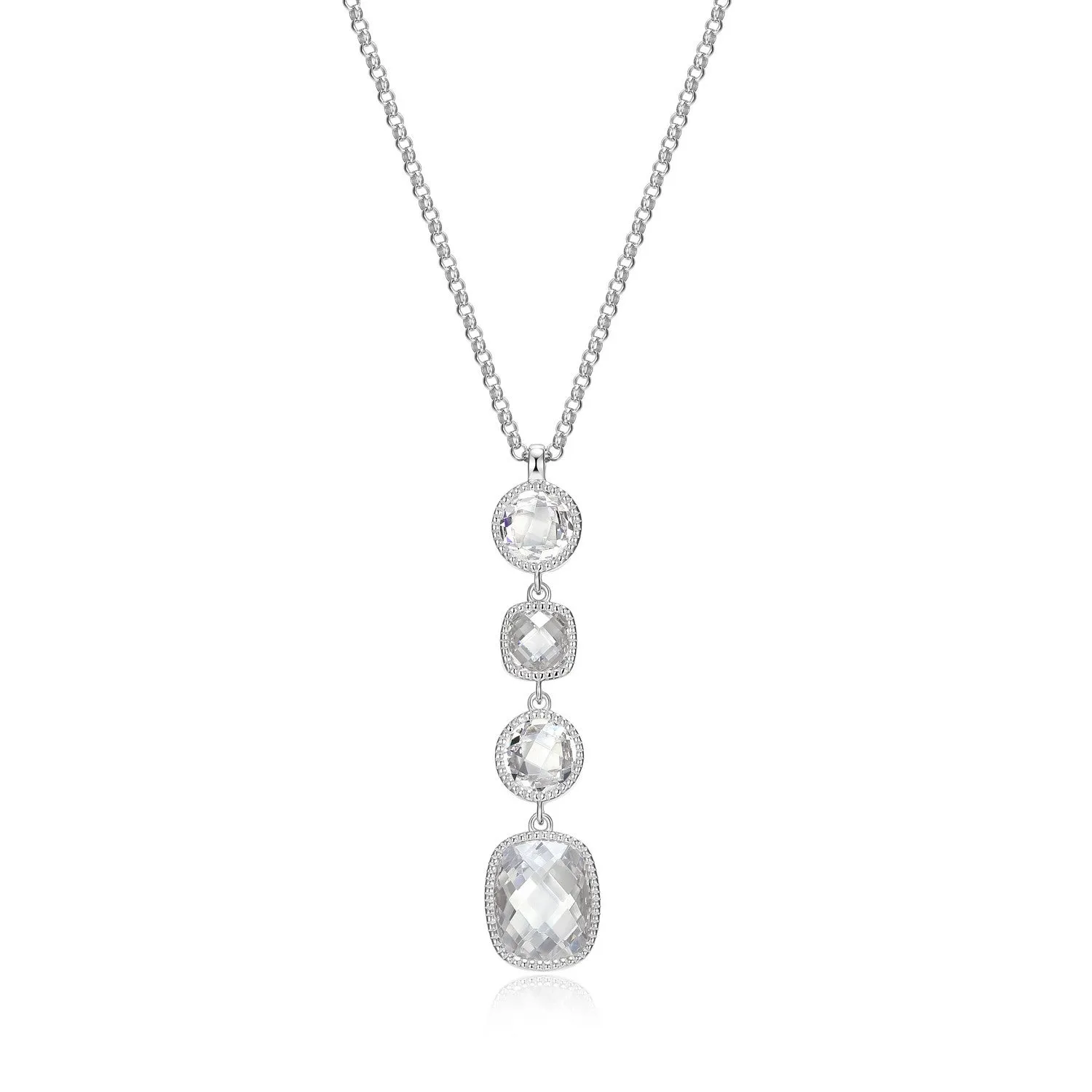 Elle Essence Sterling Silver 18K Yellow Gold/Rhodium Plated Multi-Shape CZ Necklace