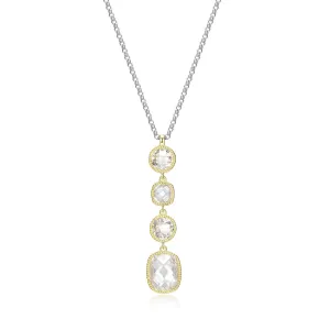 Elle Essence Sterling Silver 18K Yellow Gold/Rhodium Plated Multi-Shape CZ Necklace
