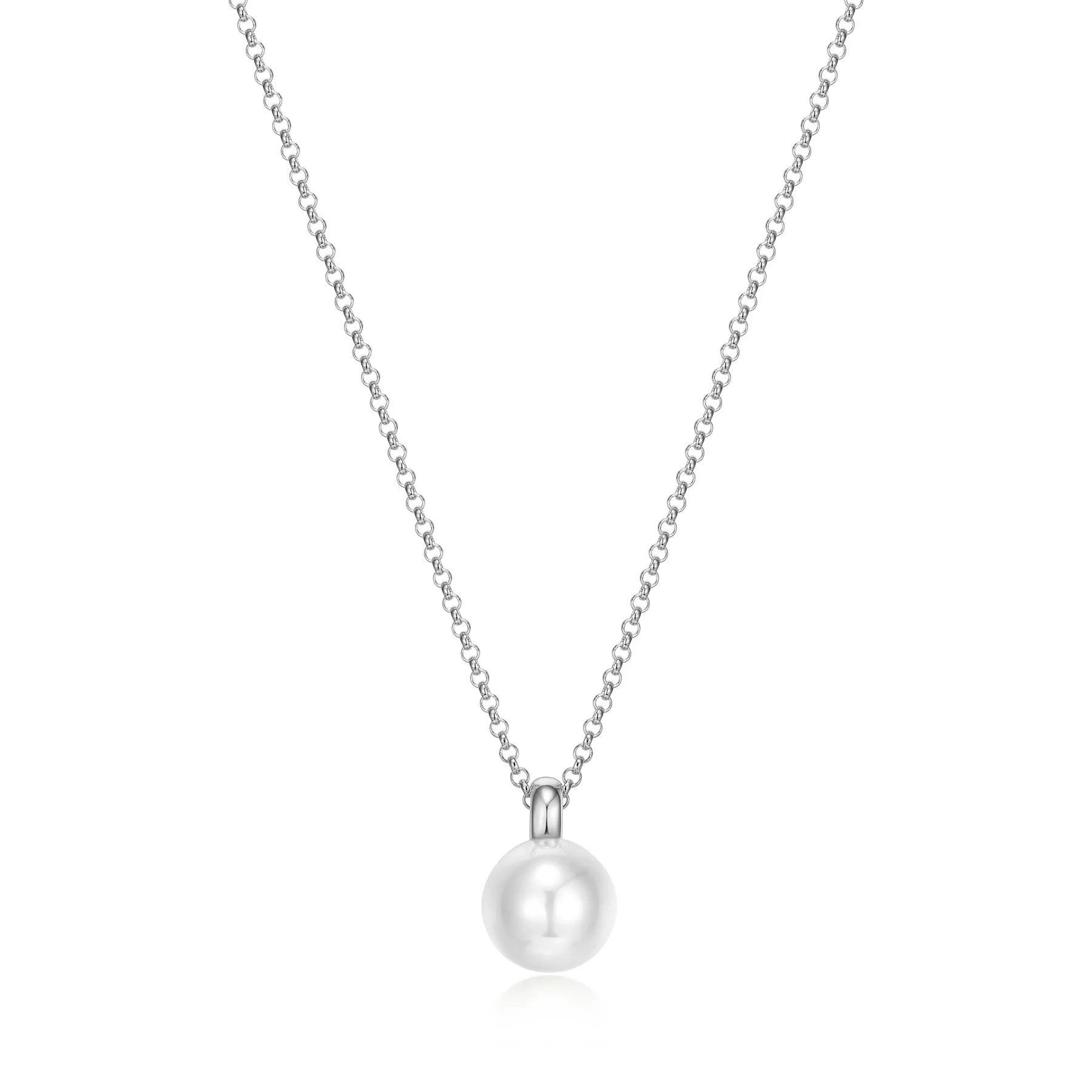 Elle Simpatico Sterling Silver Rhodium Plated White Shell Pearl Necklace