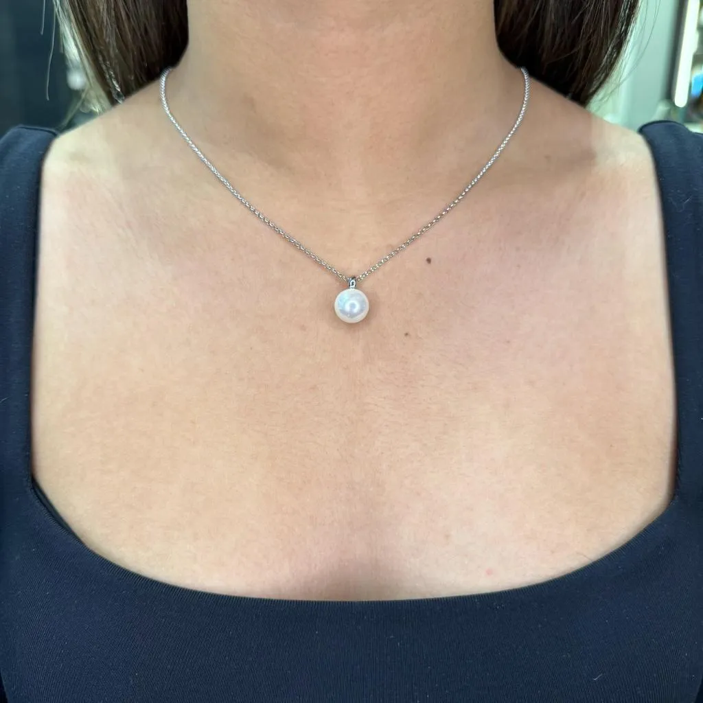 Elle Simpatico Sterling Silver Rhodium Plated White Shell Pearl Necklace
