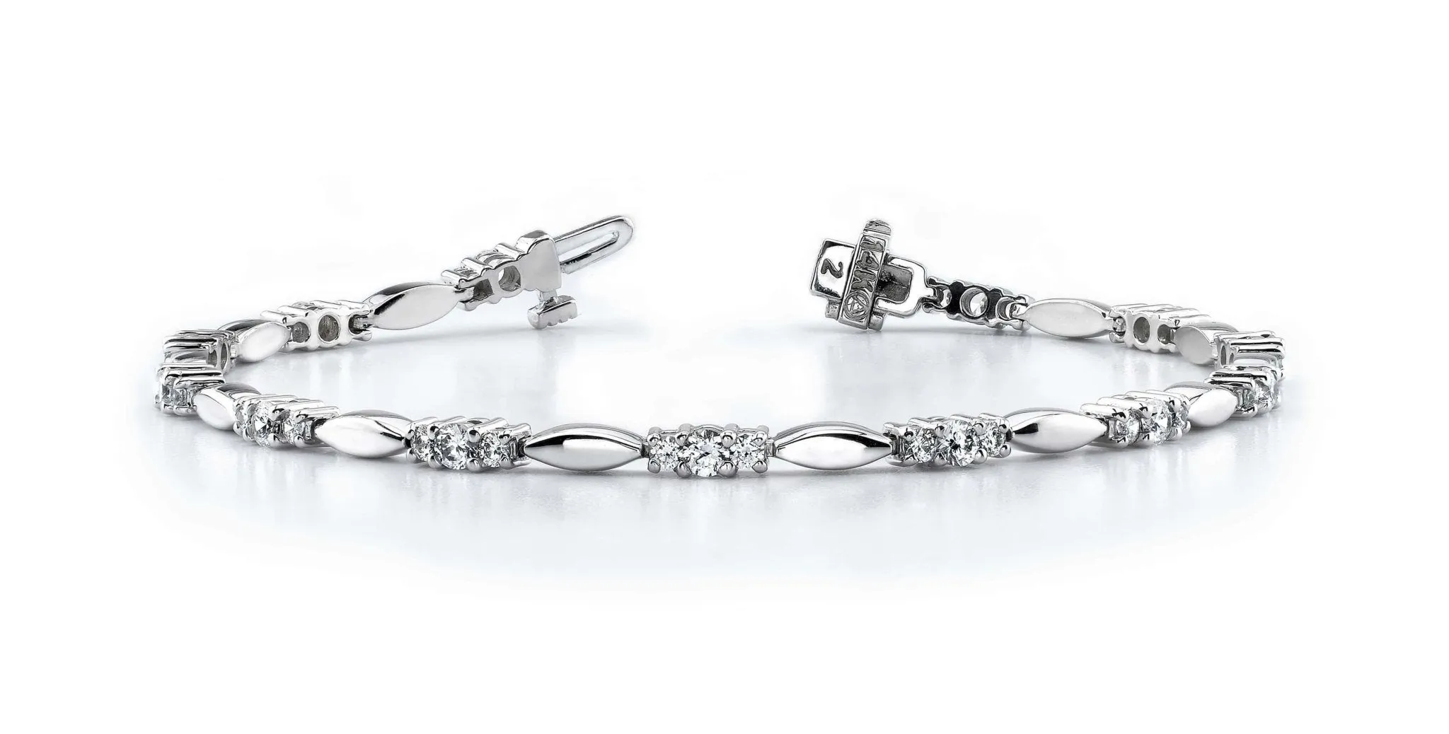 Elliptical Link Diamond Bracelet with 0.95 ct.(finished) 1.5mm, 2.1mm