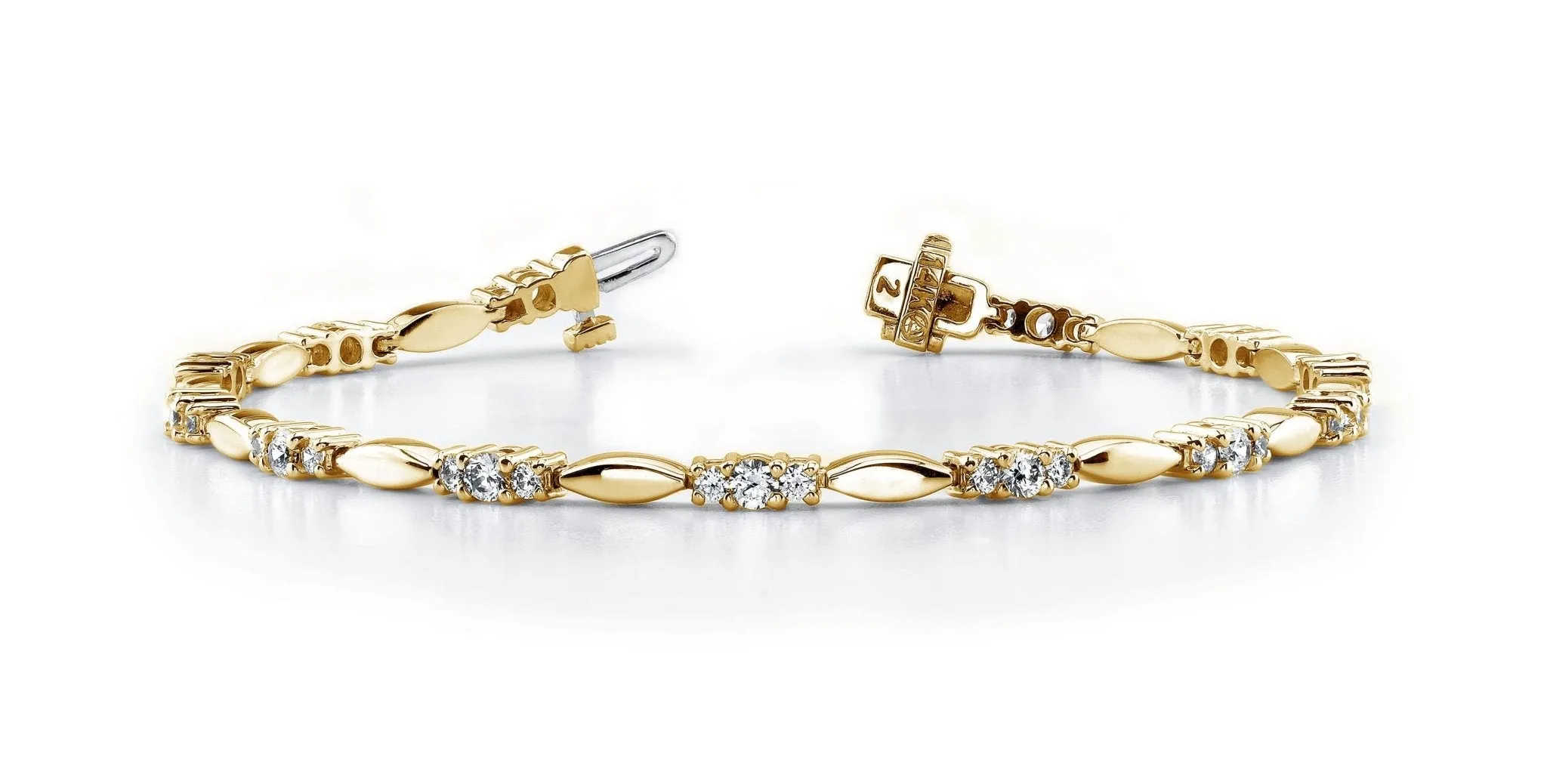 Elliptical Link Diamond Bracelet with 0.95 ct.(finished) 1.5mm, 2.1mm