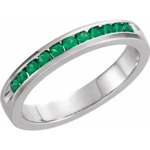 Emerald Classic Channel-Set Anniversary Band