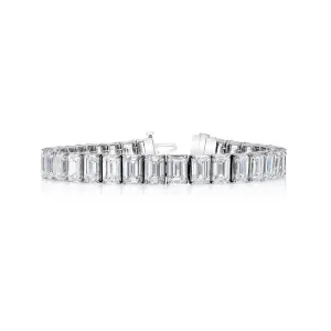 Emerald Cut Platinum 18.81ct Diamond Tennis Bracelet