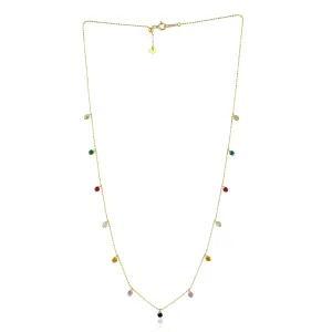 Emerald Ruby Multi Sapphire Gemstone Beaded Princess Necklace In Gold