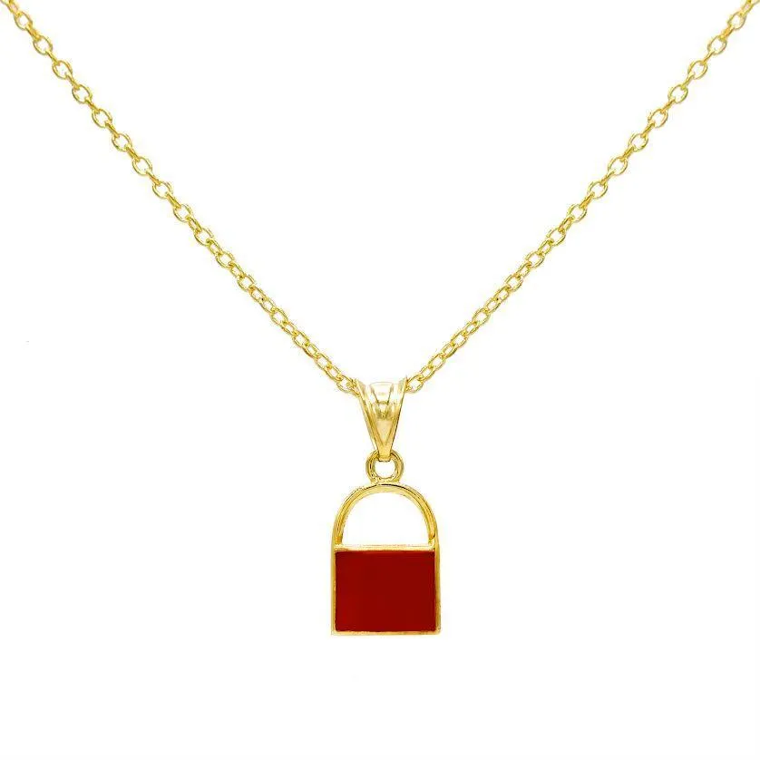 Enamel Lock Necklace