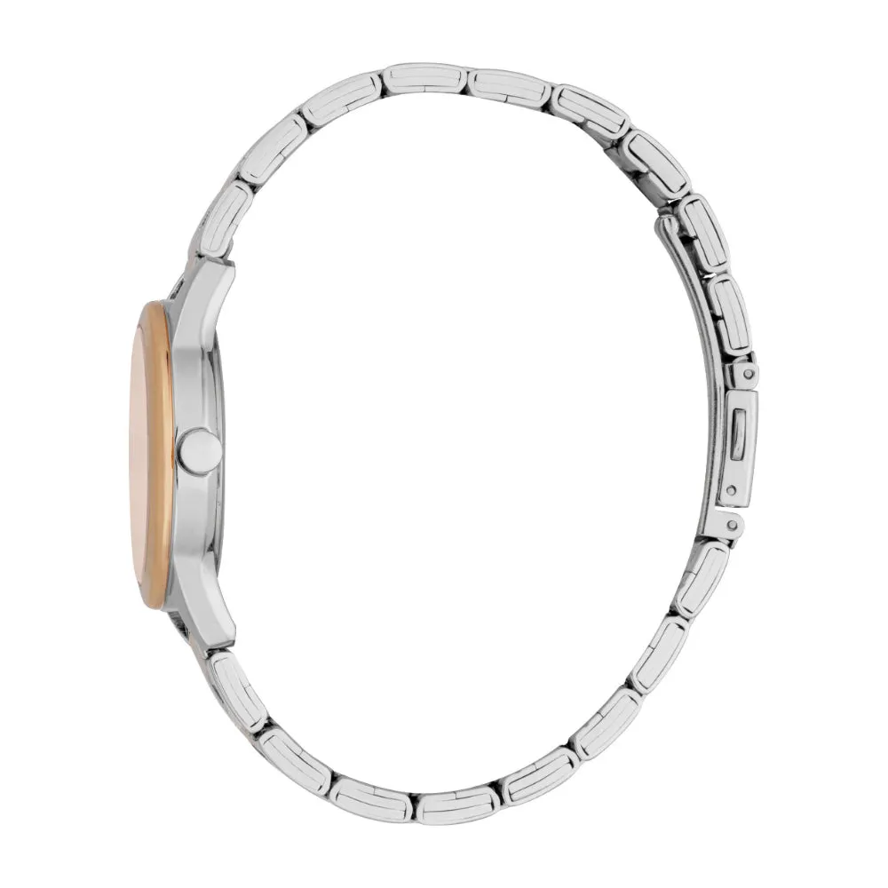 ESPRIT Women's Two Tone Silver and Rose Gold Color Watch with Rose Gold Dial and Date Function
