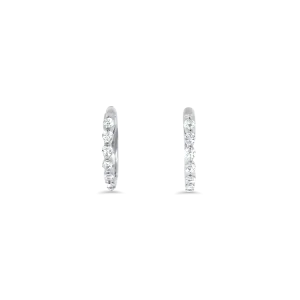 Estate 18k White Gold Diamond Huggie Hoop Earrings