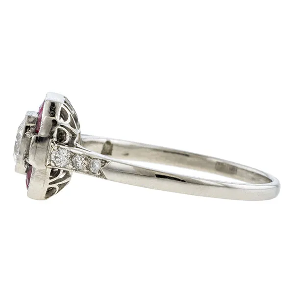 Estate Diamond & Ruby Ring, RBC 0.35ct