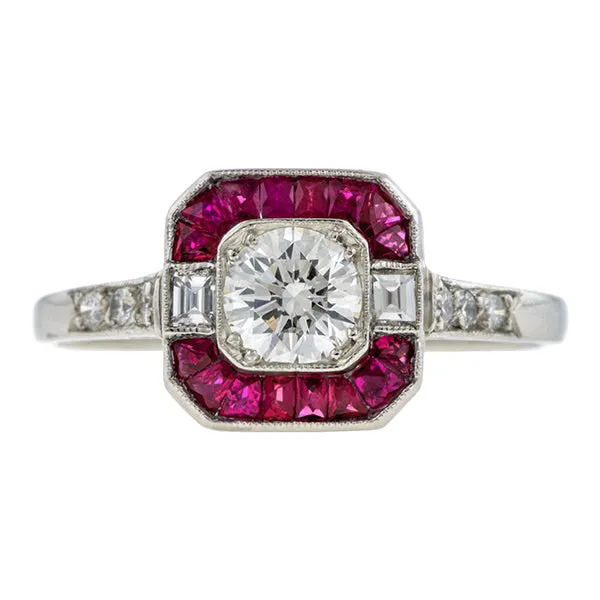 Estate Diamond & Ruby Ring, RBC 0.35ct
