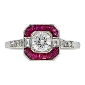 Estate Diamond & Ruby Ring, RBC 0.35ct