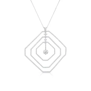 Estate Platinum 1.87ctw Asscher Diamond Pendant Necklace, GIA Certified