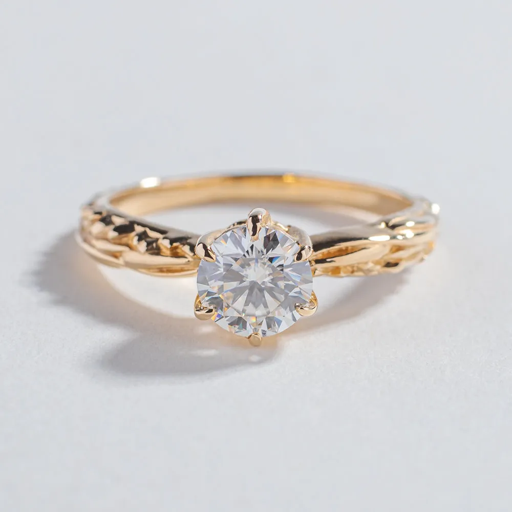 FACETED MATRIX SOLITAIRE RING | 14K GOLD & LAB CREATED DIAMONDS