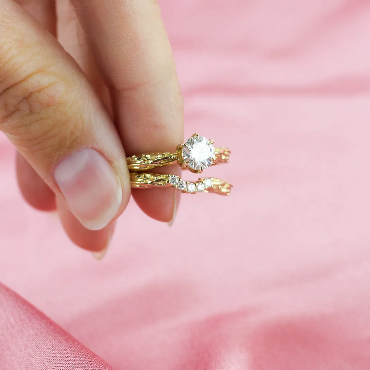 FACETED MATRIX SOLITAIRE RING | 14K GOLD & LAB CREATED DIAMONDS