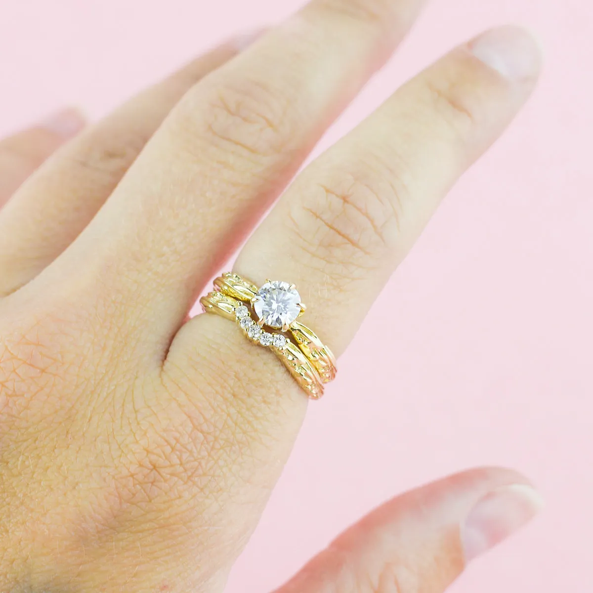 FACETED MATRIX SOLITAIRE RING | 14K GOLD & LAB CREATED DIAMONDS