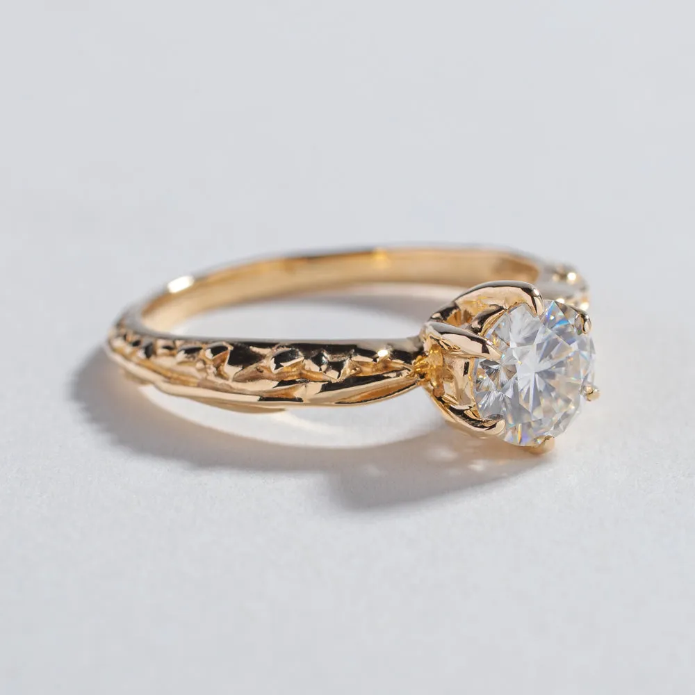 FACETED MATRIX SOLITAIRE RING | 14K GOLD & LAB CREATED DIAMONDS