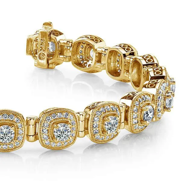 Fanciful Round Diamond Bracelet With Tube Links Lab-Grown Diamond with 3.68 ct.(finished) 1.1mm, 2.8mm