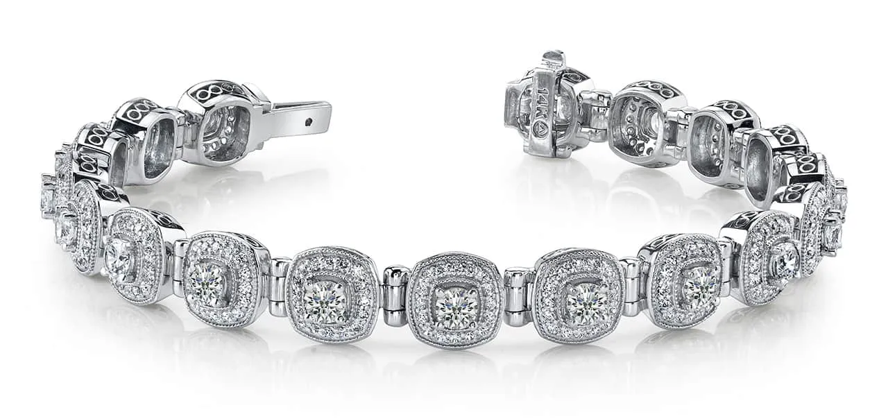 Fanciful Round Diamond Bracelet With Tube Links Lab-Grown Diamond with 3.68 ct.(finished) 1.1mm, 2.8mm