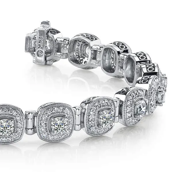 Fanciful Round Diamond Bracelet With Tube Links Lab-Grown Diamond with 3.68 ct.(finished) 1.1mm, 2.8mm