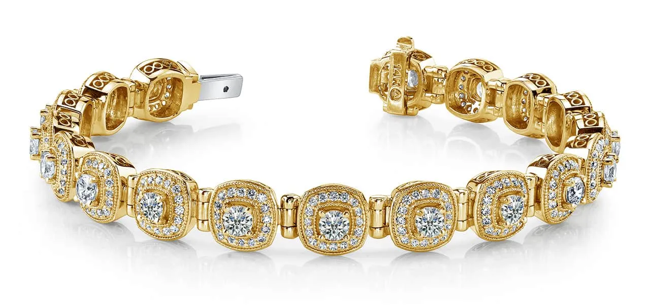 Fanciful Round Diamond Bracelet With Tube Links Lab-Grown Diamond with 3.68 ct.(finished) 1.1mm, 2.8mm