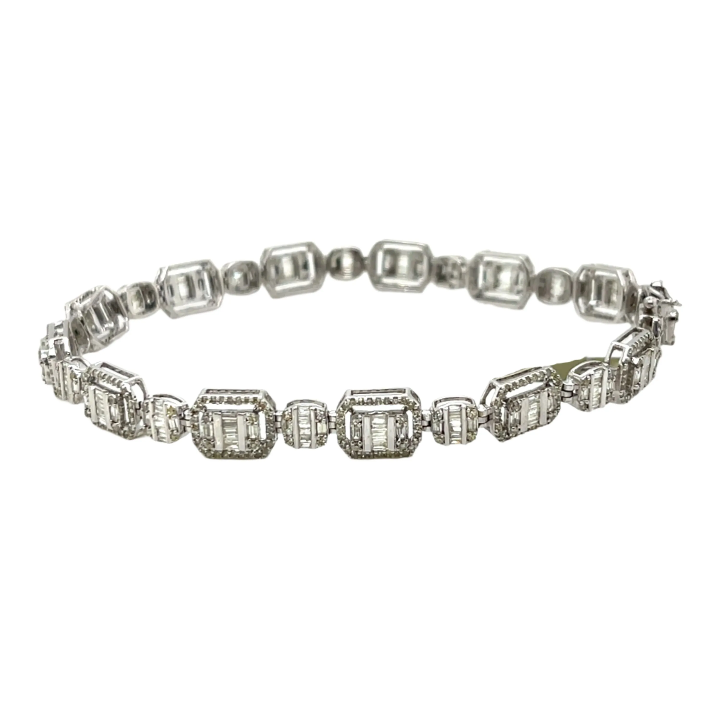 Fancy 10k Gold Square Baguette 4.49ct Natural Diamond 8" 6mm Bracelet - EXBR1478A