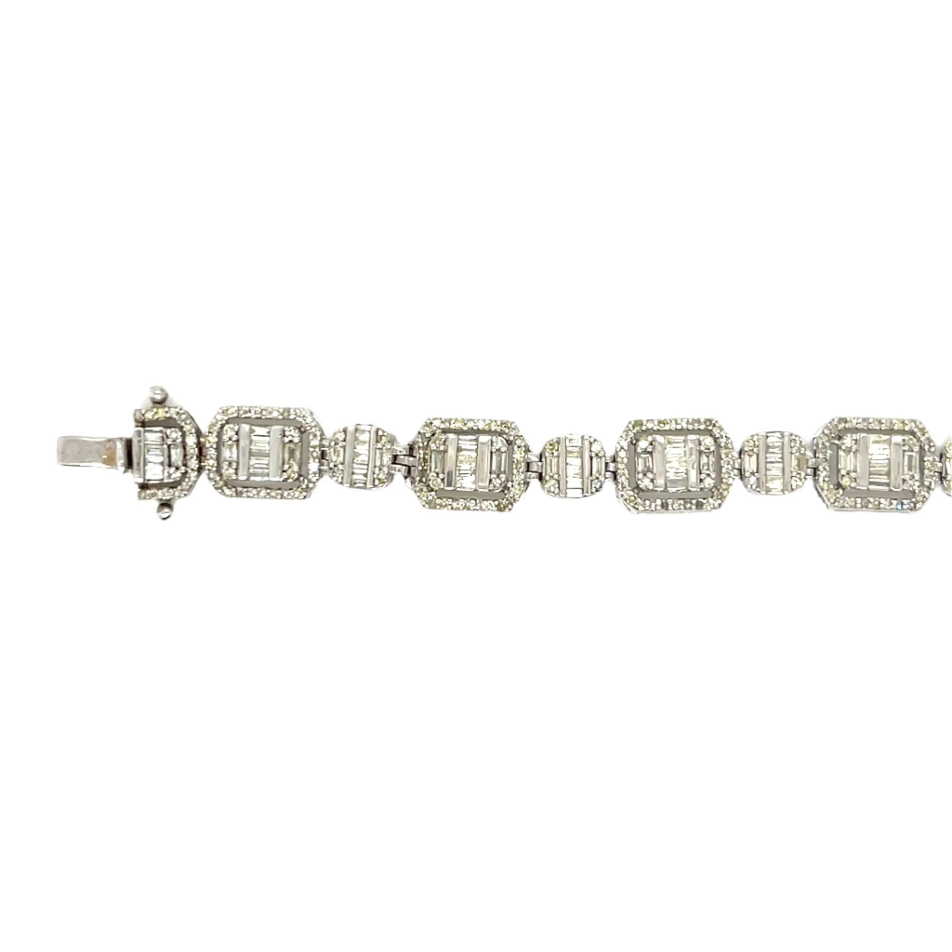 Fancy 10k Gold Square Baguette 4.49ct Natural Diamond 8" 6mm Bracelet - EXBR1478A