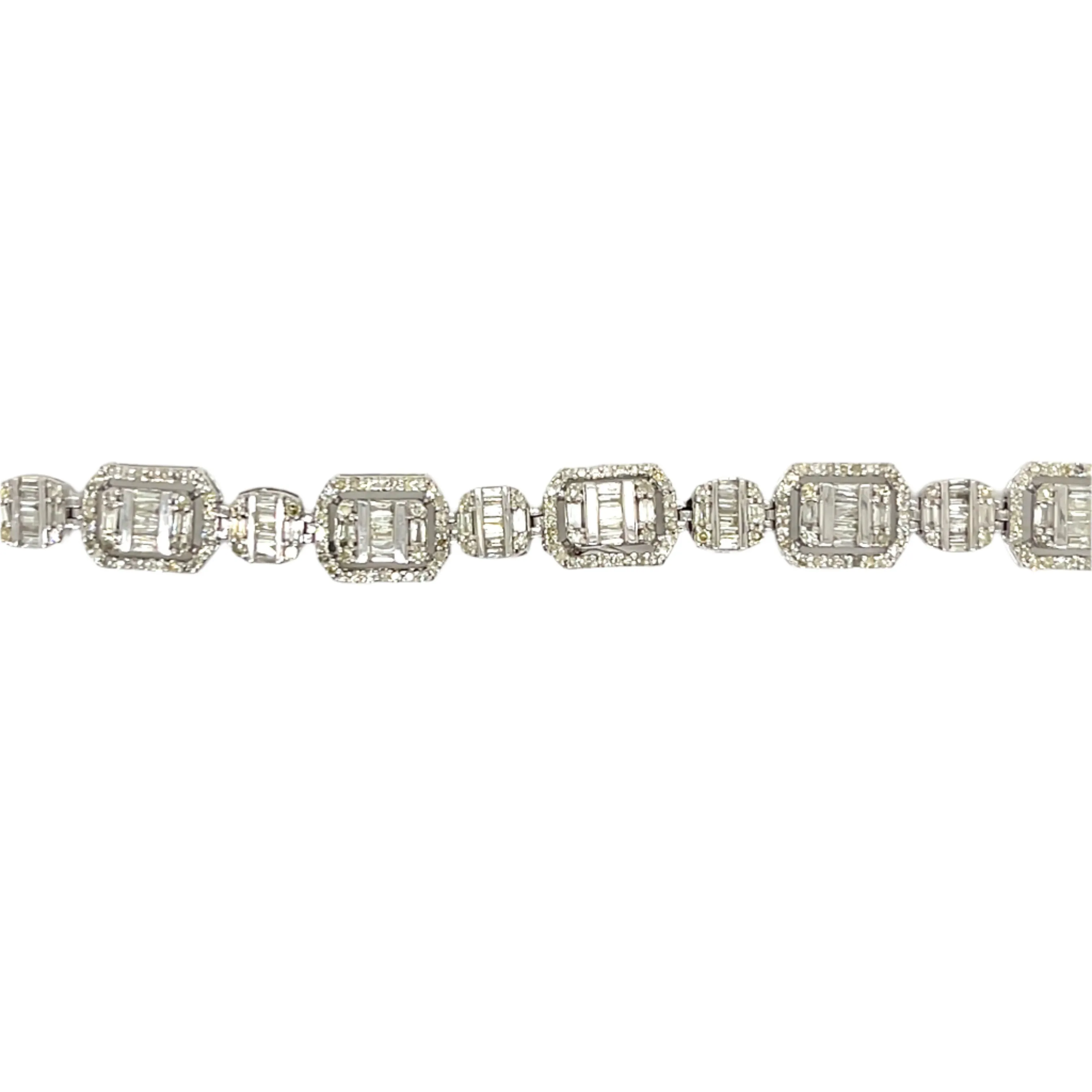 Fancy 10k Gold Square Baguette 4.49ct Natural Diamond 8" 6mm Bracelet - EXBR1478A