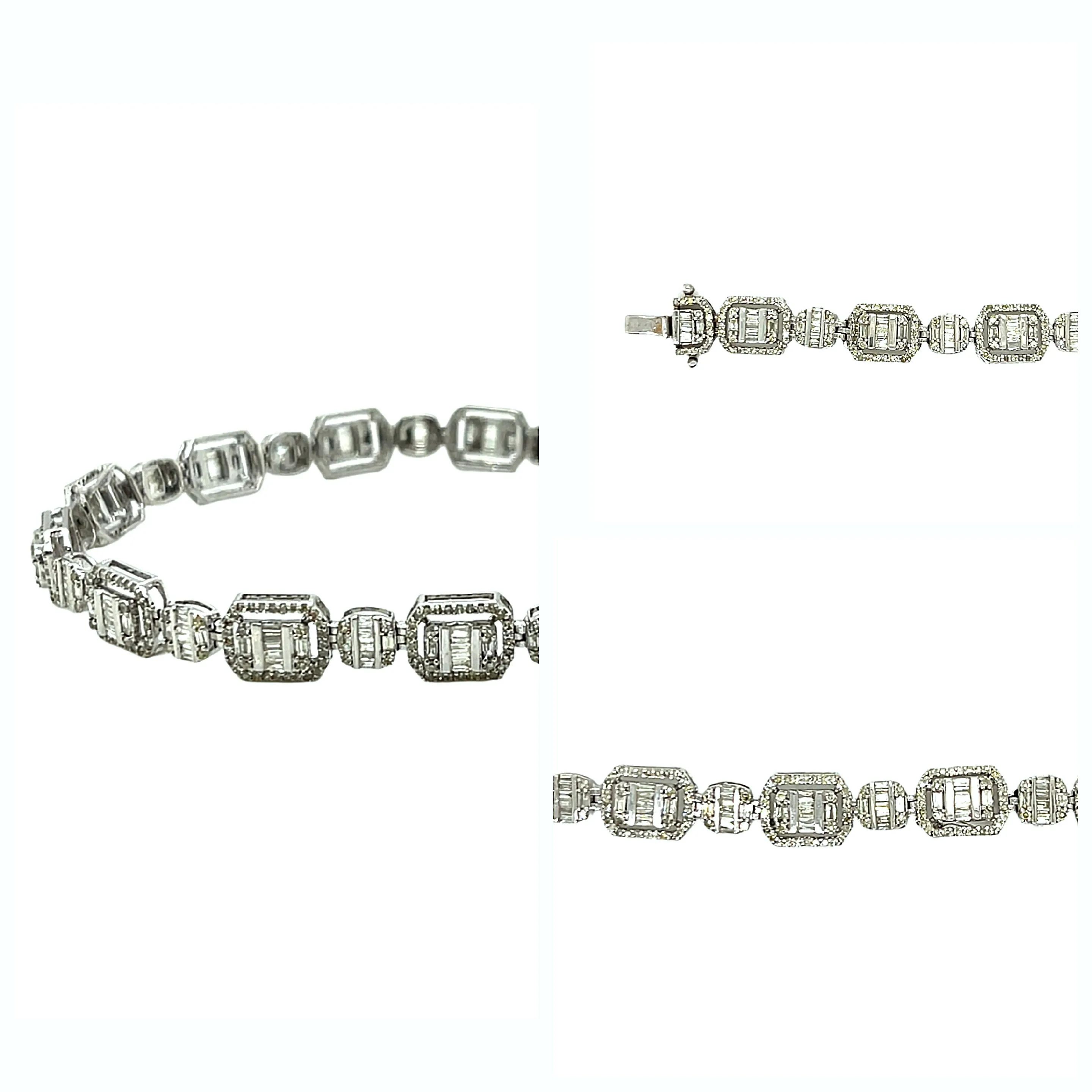 Fancy 10k Gold Square Baguette 4.49ct Natural Diamond 8" 6mm Bracelet - EXBR1478A