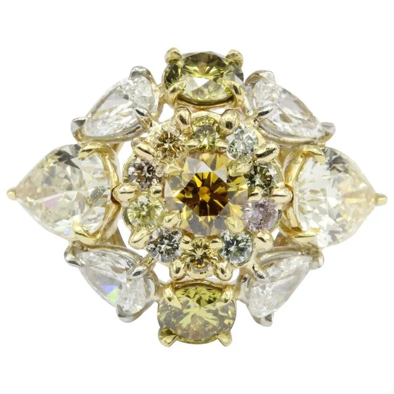 Fancy Yellow & White Diamond 18K Gold & Platinum 5CTW Ring