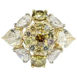 Fancy Yellow & White Diamond 18K Gold & Platinum 5CTW Ring