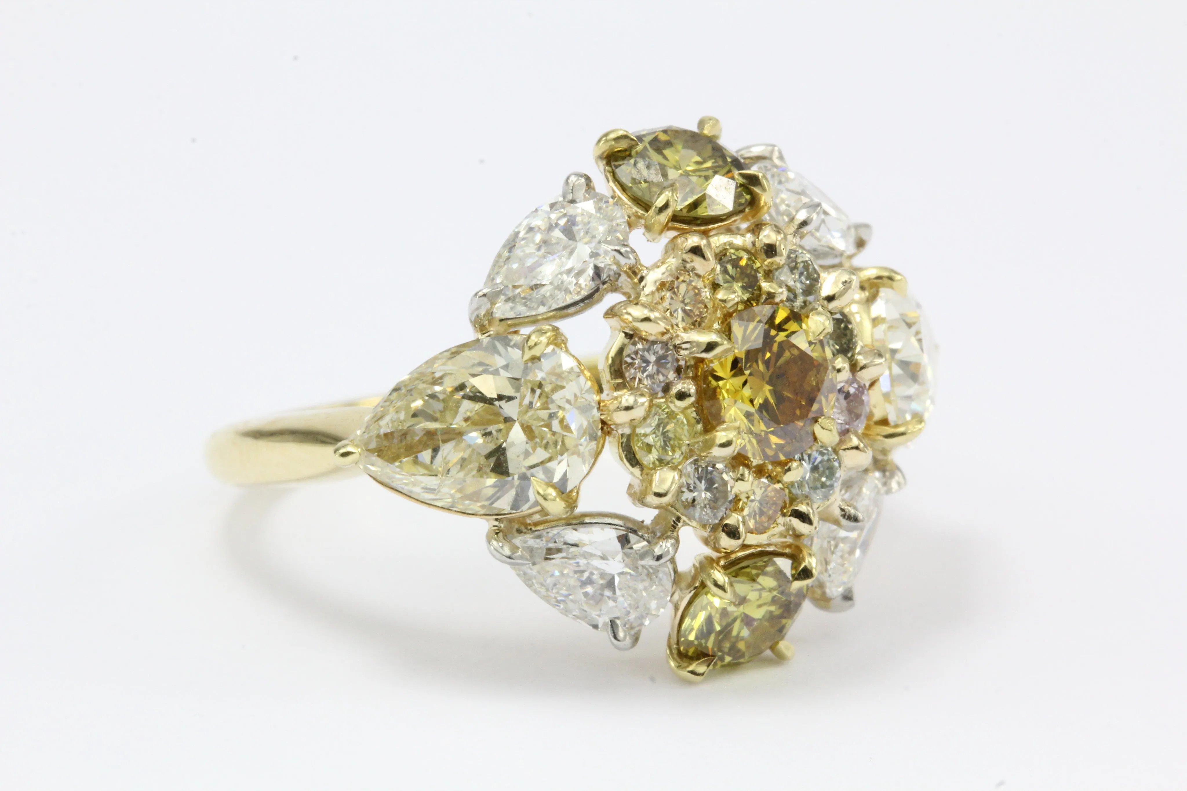 Fancy Yellow & White Diamond 18K Gold & Platinum 5CTW Ring