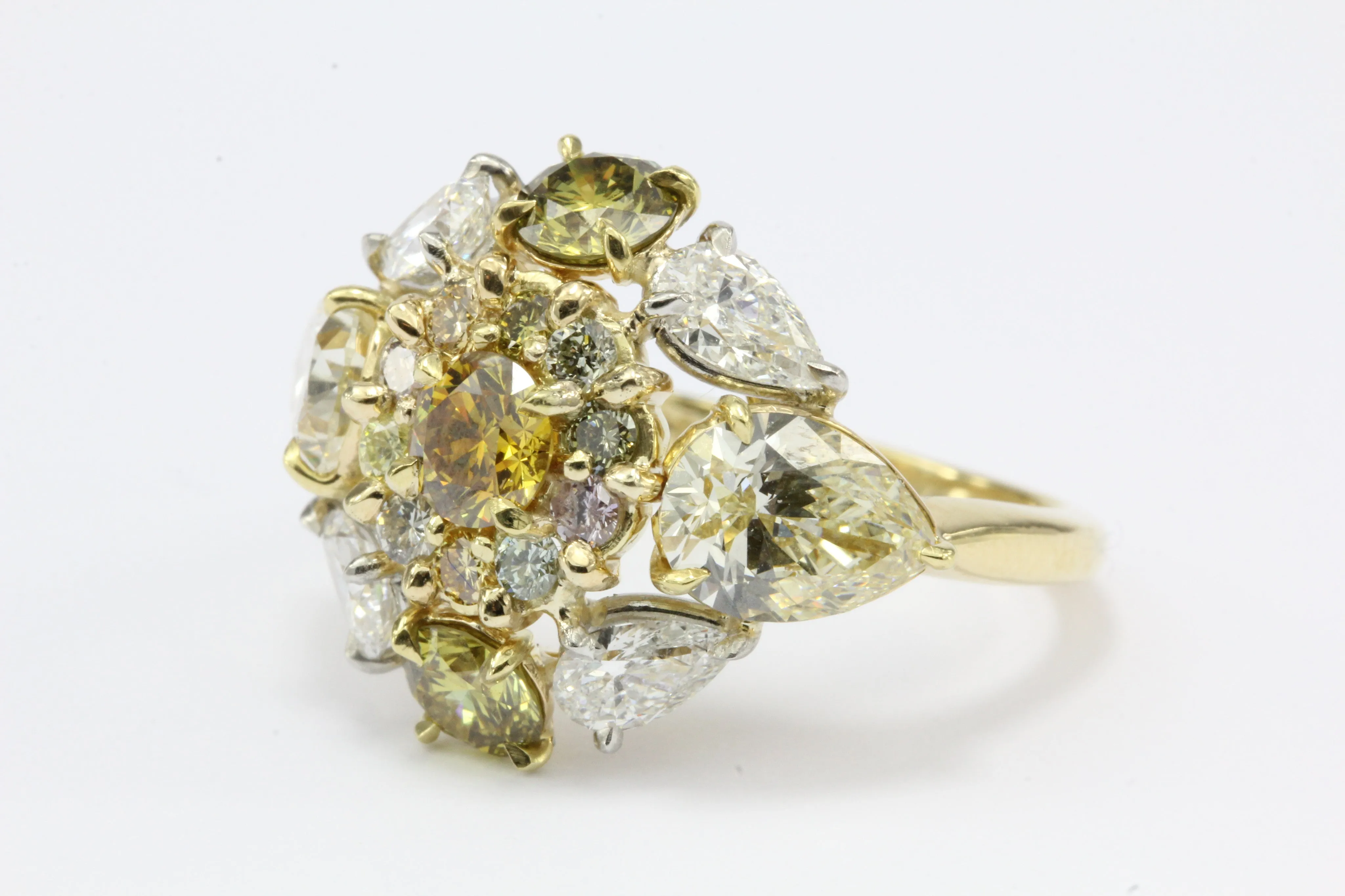 Fancy Yellow & White Diamond 18K Gold & Platinum 5CTW Ring